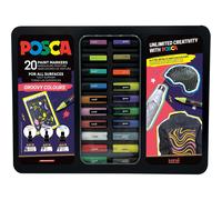[M POSCA/20 016] POSCA Mallette Métal 20 Marqueurs Posca Groovy Colours 1MC/3...