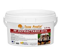 M-RÉFRACTAIRE GRIS de Tecno Prodist - (2,5 kg) Mortier réfractaire spécial briques réfractaires et plâtrés dans des zones atteignant des températures élevées, barbecues, les fours ou les cheminées.