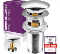 M. ROSENFELD HOME Bonde de Lavabo avec Trop-Plein 1¼ Pouce (32 mm), Bonde Clic Clac avec Filtre à Cheveux, Évacuation Pop-Up pour Salle de Bain en Acier Inoxydable et Laiton