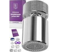 M. ROSENFELD HOME Embout de robinet universel 360" en chrome avec deux types de jet - Aérateur de robinet rotatif pour robinets de cuisine