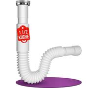 M. ROSENFELD HOME Siphon évier de cuisine 1 1/2" flexible jusqu'à 900 mm - Siphon de cuisine avec écrou en aluminium - Tuyau de vidange évier 32/40/50 mm adaptable - Siphon de cuisine universel
