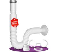 M. ROSENFELD HOME Siphon flexible G 1 1/4" x 32-50 mm extensible 320-900 mm avec écrou en aluminium de qualité supérieure - 100 % étanche, protection contre les odeurs, montage facile, ajustement