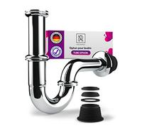 M. ROSENFELD HOME Siphon Lavabo et Evier Standard Universel de 1 1/4 Pouces - Siphon Evier Acier Inoxydable et Laiton Massif - Tout est inclus - Empêcher les Odeurs Désagréables et les Bouchons