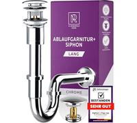 M. ROSENFELD HOME Siphon Lavabo Universel de 1 1/4" - Bonde Lavabo Salle de Bain + Siphon Evier Acier Inoxydable et Laiton Massif + Mousseur pour Robinet M24