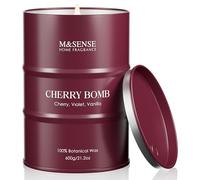 M&SENSE Bougie Parfumée Cerise Cherry Bomb, Bougie en Cire de Soja Naturelle, Grand Format 600g, Longue Durée 120 Heures, Aromathérapie Maison, Cadeau Relaxant pour Femme