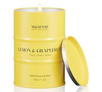 M&SENSE Bougie Parfumée Citron Pamplemousse, Bougie en Cire de Soja Naturelle, Format 320g, Longue Durée 70 Heures, Aromathérapie Maison Fraîche, Anti-Odeur, Cadeau Unisexe