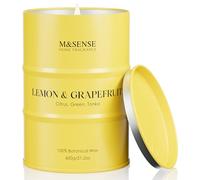 M&SENSE Bougie Parfumée Citron Pamplemousse, Bougie en Cire de Soja Naturelle, Grand Format 600g, Longue Durée 120 Heures, Aromathérapie Maison Fraîche, Anti-Odeur, Cadeau Unisexe