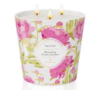 M&SENSE Bougie Parfumée Jardin de Pivoines, 800g Grande Bougie 3 Mèches en Cire de Soja Naturelle, Longue Durée 120 Heures, Décoration Maison pour Relaxation, Cadeau Romantique