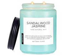 M&SENSE Bougie Parfumée Jasmin et Bois de Santal, 550g Cire de Soja Naturelle, 2 Mèches 110 Heures Combustion, Cadeau Femme Homme Anti Stress, Bougies Parfumées Grande Taille pour Maison Bain