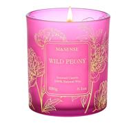M&SENSE Bougie Parfumée Pivoine Sauvage- Bougies Relaxantes en Soja Bio 230g, Aromathérapie pour Chambre/SPA, Cadeau Femme Chic ou Cadeau Anniversaire