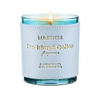 M&SENSE Bougie Parfumées Coton Sea Island - Bougie Fraîcheur Marine 283g, Arôme Océanique pour Salle de Bain, Cadeau Homme Minimaliste ou Cadeau Anniversaire