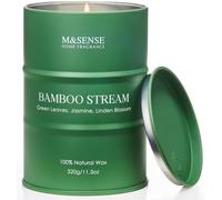 M&SENSE Bougie parfumées en bambou naturel bougies d'aromathérapie de luxe pour soulager le stress et méditer en toute détente cadeaux de bienvenue pour femmes et hommes 320g brûlent pendant 70heures