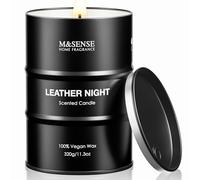M&SENSE Bougie parfumées Nuit de Cuir | 320g, Parfum audacieux et sensuel 70h, Bougie noire luxe pour ambiances sophistiquées, Cadeau homme pour anniversaire ou Saint-Valentin