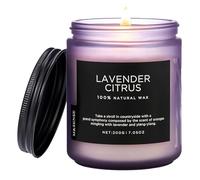 M&SENSE Bougies Parfumées en Soja Agrumes à la Lavande 200g - 50h Parfum Frais/Floral, Relaxation/Méditation, Cadeau Chic Maison/SPA, Cire Durable/Naturelle