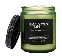 M&SENSE Bougies Parfumées en Soja Menthe à l’Eucalyptus 200g - 50h Parfum Rafraîchissant/Purifiant, Aromathérapie Détente/Bien-Être/Respiration Profonde