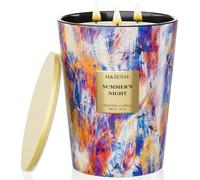 M&SENSE Grande Bougie Parfumée 3 Mèches, 990g Cire de Soja Naturelle 'Nuit d'Été' Pin et Patchouli Aromathérapie, 150 Heures de Combustion, Pot en Verre Décoratif Luxe, Cadeau Relaxation Homme Femme