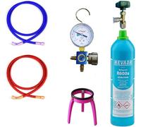 M Shop Italia GROUPE MANOMETIQUE UNIQUE AVEC INDICATEUR DE PASSAGE GAZ LIQUIDE ECALA SPECIFIQUE POUR R600A BASSE PRESSION RECHARGE REFRIGERATEURS AVEC TUYAUX 1,5MT. ROBINET ET BONNE R600a