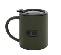 M-Tac Gobelet isotherme 280 ml - Gobelet isotherme en acier inoxydable avec couvercle - Pour le camping et l'extérieur - Tasse thermique à double paroi pour bureau, voiture et voyage - Vert olive