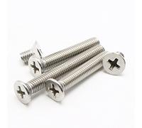 M1 Phillips Plat/tête fraisée machine à vis, A2 en acier inoxydable, longueur du filetage de 3 à 6 mm, lot de 100