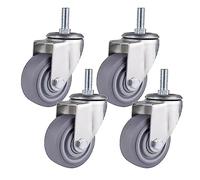 M12 Threaded Swivel Casters 75/100Mm With Brake Non Slip Rubber Industrial Wheels For Furniture Carts Cabinets Set Of 4 Heavy Duty Easy Mobility