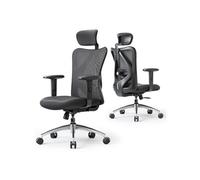 SIHOOChaise de Bureau Ergonomique, Support Lombaire, Appui-Tête et Accoudoirs Réglables, Chaise de Bureau en Maille Respirante, Noir