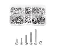 M2.5 Vis Ecrou et Vis,Akozon 210 pcs Coffret de Vis à Tête Cylindrique Six Pans Creux Assortiment en Acier Inoxydable 304 avec Ecrous M2.5 x 6/8/12/16/20mm