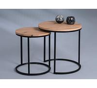 M2 Kollektion Denver Table Basse en Bois Marron H1 = 47 cm, D1 = 40 cm, H2 = 52 cm, D2 = 50 cm