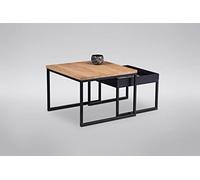 M2 Kollektion Dublin 2 Table Basse en Bois chêne Sauvage Massif 60 x 43 x 60 cm
