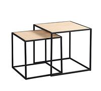 M2 Kollektion Luke Lot de 2 Tables gigognes en métal, Marron, Noir, 44 x 44 x 44 cm, 38 x 38 x 38 cm