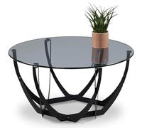 M2 Kollektion Maya 2 Table Basse, Verre Métal, Noir, B/H/T=80x40x80cm