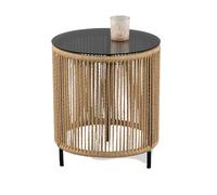 M2 Kollektion Simon 1 Tables d'appoint, Métal Verre, Acacia, H=46cm D=40cm