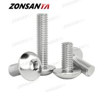 M2 M2.5 M3 M4 M5 M6 M8 M10 304 vis à tête cylindrique ronde en acier inoxydable vis à six pans creux tête de champignon boulon à tête de bouton à six pans creux.