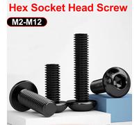 M2 M2.5 M3 M4 M5 M6 M8 M10 M12 tête ronde vis à capuchon Allen boulon noir Grade 10.9 vis hexagonale en acier au carbone 1 pièces-150 pièces