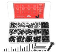 M2 M2,5 M3 Vis Boulons et Écrous et Rondelles Set, vVis à Tête Fraisée à Six Pans Creux, Boulons à Tête Creuse Hexagonale, Vis à Tête Plate Assortiment Kit (1005, Noir, M2,M2.5,M3)