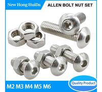 M2 M3 M4 M5 M6 jeu d'écrous à vis Allen à douille hexagonale 304 acier inoxydable ISO7380 filetage métrique Hexagonal Machine boulons vis écrous Kits Bolt Nut Set