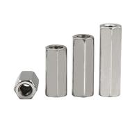 M3 M4 M5 M6 M8 M10 M12 304 acier inoxydable hexagone extension longue tige couplage écrou connecteur Joint tubulaire DIN6334(12mm)