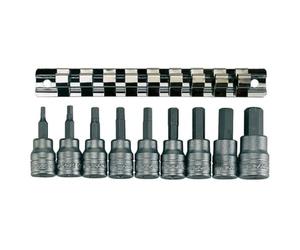 M3812 10 Piece Clip Rail Hex Key Socket Set Metric- 3/8in Drive