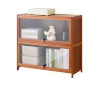 M4VJjuhEC étagères d'angle Bibliothèque de Bureau Rangement en Bambou à 2 Niveaux, avec Support Organisateur Porte Plastique Transparent, for présentoir Livres(L60xW32xH73 cm)