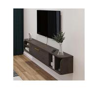 M4VJjuhEC Unité de TV Meuble TV Mural, étagères flottantes avec Porte | Console multimédia de divertissement Rangement central sous le téléviseur(1708x237x268mm)