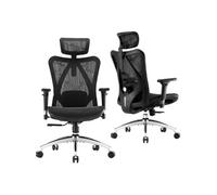 M57 Fauteuil de Bureau Ergonomique pour Ordinateur avec appuie-tête réglable, Dossier et accoudoirs en Maille,Noir