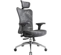 M57 Fauteuil de Bureau Ergonomique pour Ordinateur avec appuie-tête réglable, Dossier et accoudoirs en Maille,Gris