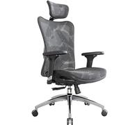 M57 Fauteuil de Bureau Ergonomique pour Ordinateur avec appuie-tête réglable, Dossier et accoudoirs en Maille,Gris