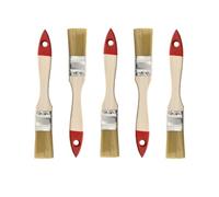 M7 Lot de 5 Pinceaux Plats 1″ (env. 25 mm) Série 30 - Pinceaux à Vernis avec Poils Synthétiques Clairs - Manche en Bois Naturel - Virole en Acier