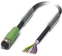 M8 Câble de capteur PUR 8 pôles femelle droit blindé/tracté. Codage A, longueur 4,0 mètres noir profond RAL 9005, câble