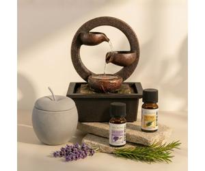 Ma parenthèse parfumée : fontaine zen et diffusion d'huiles essentielles