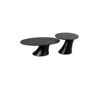 MAALA - Ensemble Table Basse et Bout de Canapé Noir en Céramique et Pied en ABS -