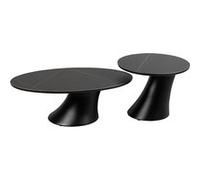 MAALA - Ensemble Table Basse et Bout de Canapé Noir en Céramique et Pied en ABS - Altobuy Noir G
