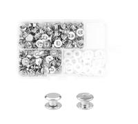 MABAHON 80 jeux de vis de reliure Chicago Rivet à clou Chicago Bouton de métal Rivet de remplacement Fixations de réparation pour le bricolage en cuir Décoration de reliure M5x4mm Silver