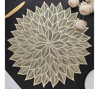 Mabbcoo Lot de 6 Sets de Table Ronds Creux en Vinyle pressé pour Table de Salle à Manger, fête, Mariage, Centre de Table, décoration de dîner (doré)