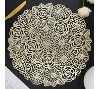 Mabbcoo Lot de 6 Sets de Table Ronds en Vinyle pressé métallique pour Table de Salle à Manger, Banquet, Mariage, Centre de Table (doré)